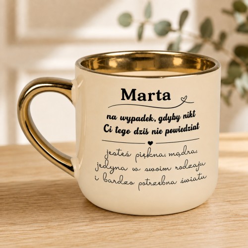 Personalizowany kremowy kubek „Jesteś piękna, mądra i potrzebna światu”