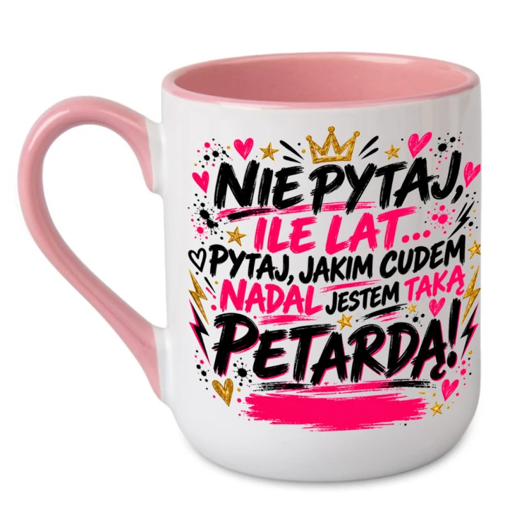 Zabawny różowy kubek z imieniem na prezent dla niej 330 ml