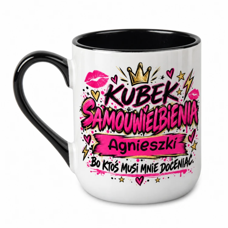 Czarny kubek Alex 330 ml z imieniem Kubek samouwielbienia