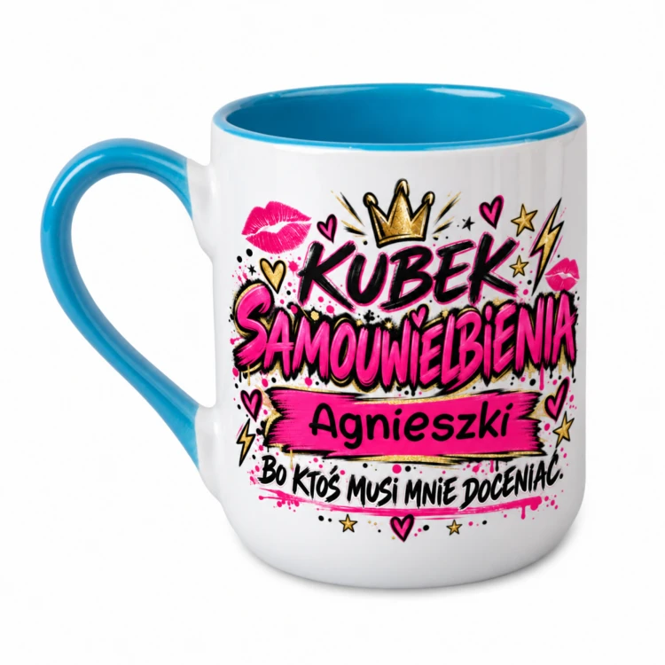 Niebieski kubek Alex 330 ml z imieniem Kubek samouwielbienia