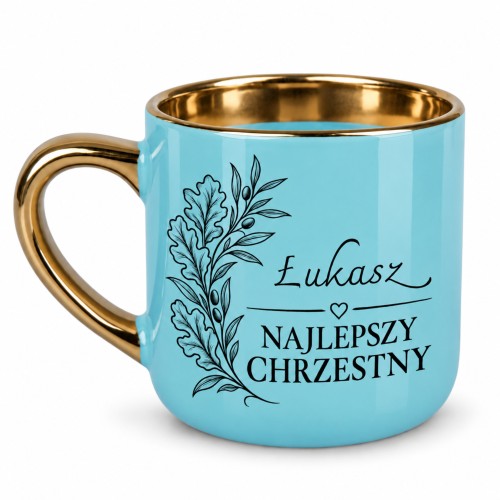 Elegancki kubek Najlepszy Chrzestny z dowolnym imieniem 400 ml
