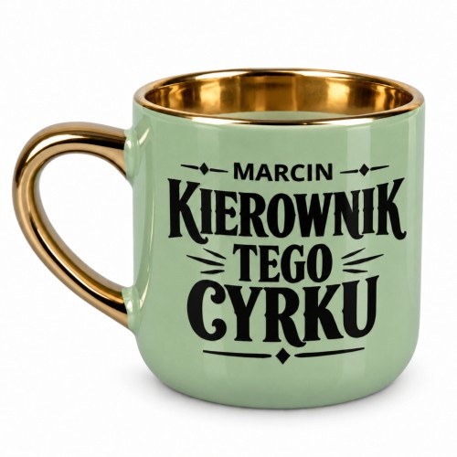 Zielony kubek Elegant 400 ml z imieniem Kierownik tego cyrku
