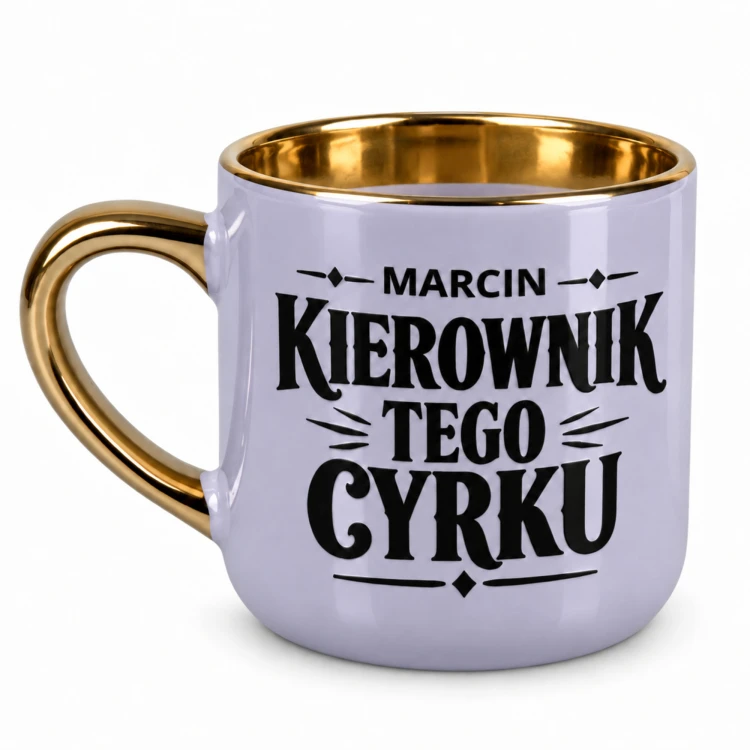 Fioletowy kubek Elegant 400 ml z imieniem Kierownik tego cyrku