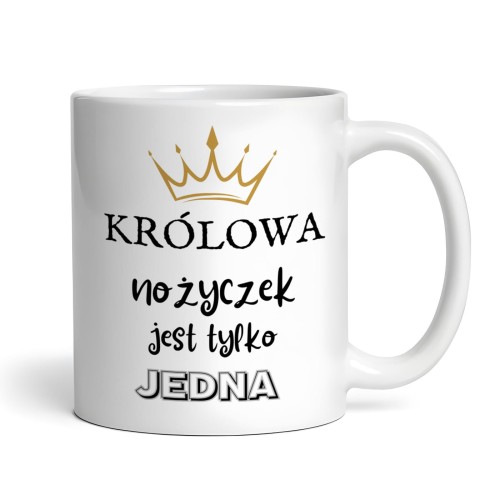 kubek dla fryzjerki z napisem królowa nożyczek jest tylko jedna