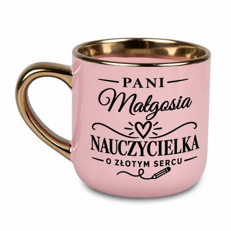 Personalizowany kubek dla nauczycielki różowy Elegant 400 ml