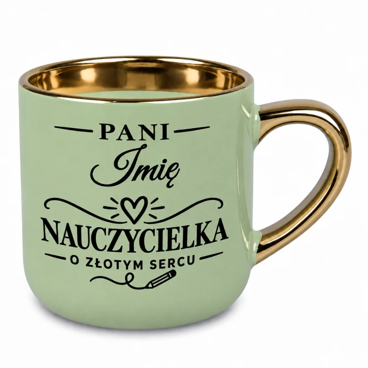 Personalizowany kubek dla nauczycielki Elegant zielony 400 ml