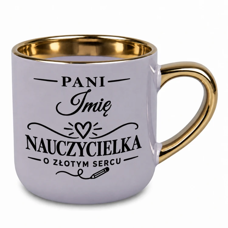 Fioletowy kubek na zakończenie roku szkolnego dla wychowawczyni