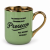 Zielony kubek Elegant 330 ml z napisem o Prosecco w pracy – złote ucho z prawej