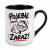 Kubek Alex 330 ml z czarnym uchem po prawej, ludzikiem i napisem „Pojebie mnie zaraz!”