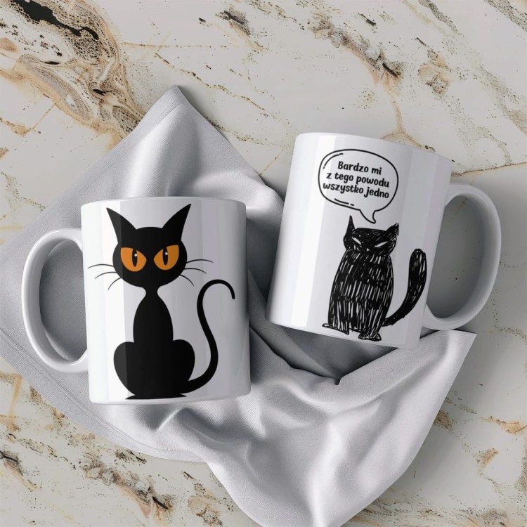 personalizowany kubek z kotami w stylu humorystycznym