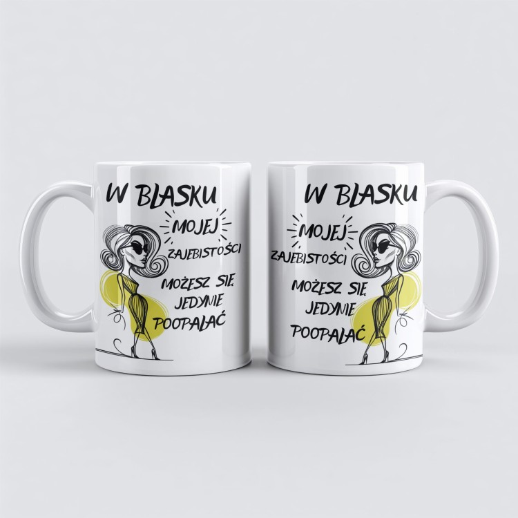 śmieszny kubek z grafiką kobiety