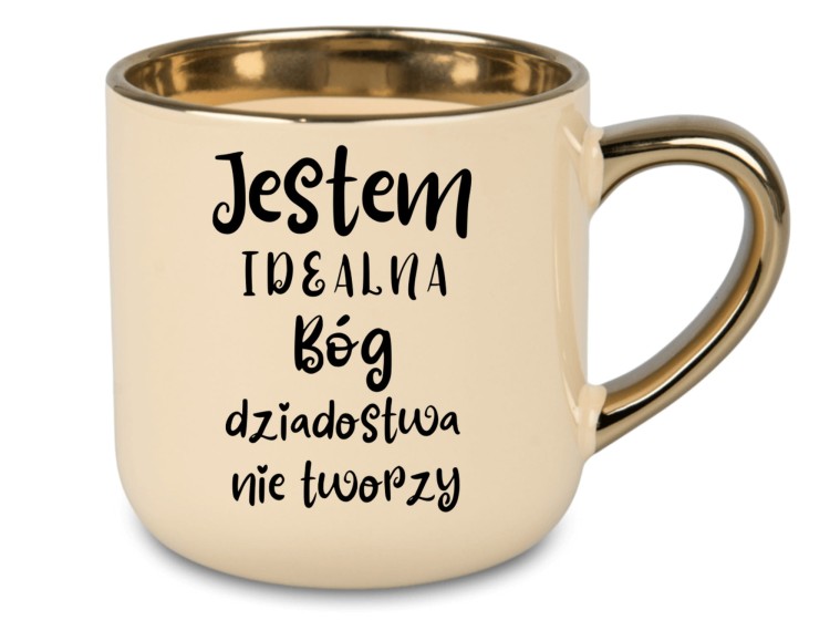 Personalizowany kubek dla kobiety z eleganckim złotym rantem