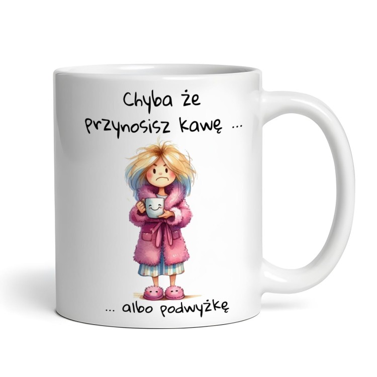 Kubek z nadrukiem Nie przeszkadzać Chyba że przynosisz kawę albo podwyżkę – prezent dla miłośnika kawy