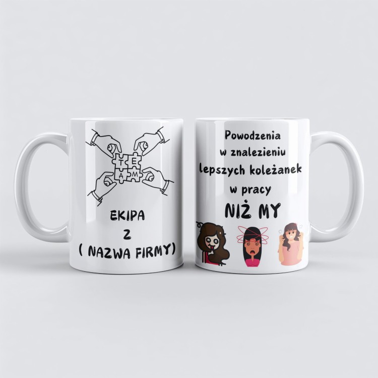 personalizowany kubek pożegnalny od zespołu z pracykubek 330 ml z nazwą firmy – prezent dla koleżanki z pracy