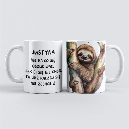 personalizowany kubek ze śmiesznym napisem dla leniucha