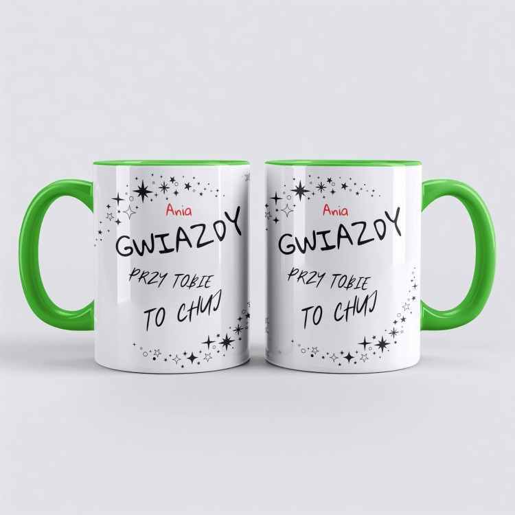 personalizowany zielony kubek gwiazdy przy Tobie to chuj z gwiazdkami