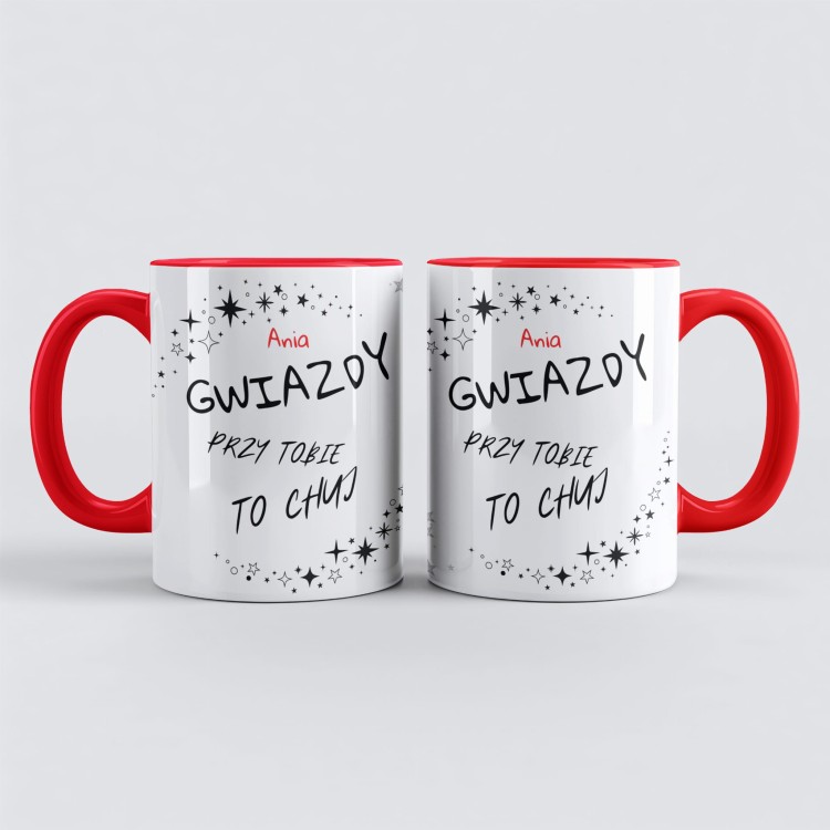 personalizowany czerwony kubek gwiazdy przy Tobie to chuj z gwiazdkami